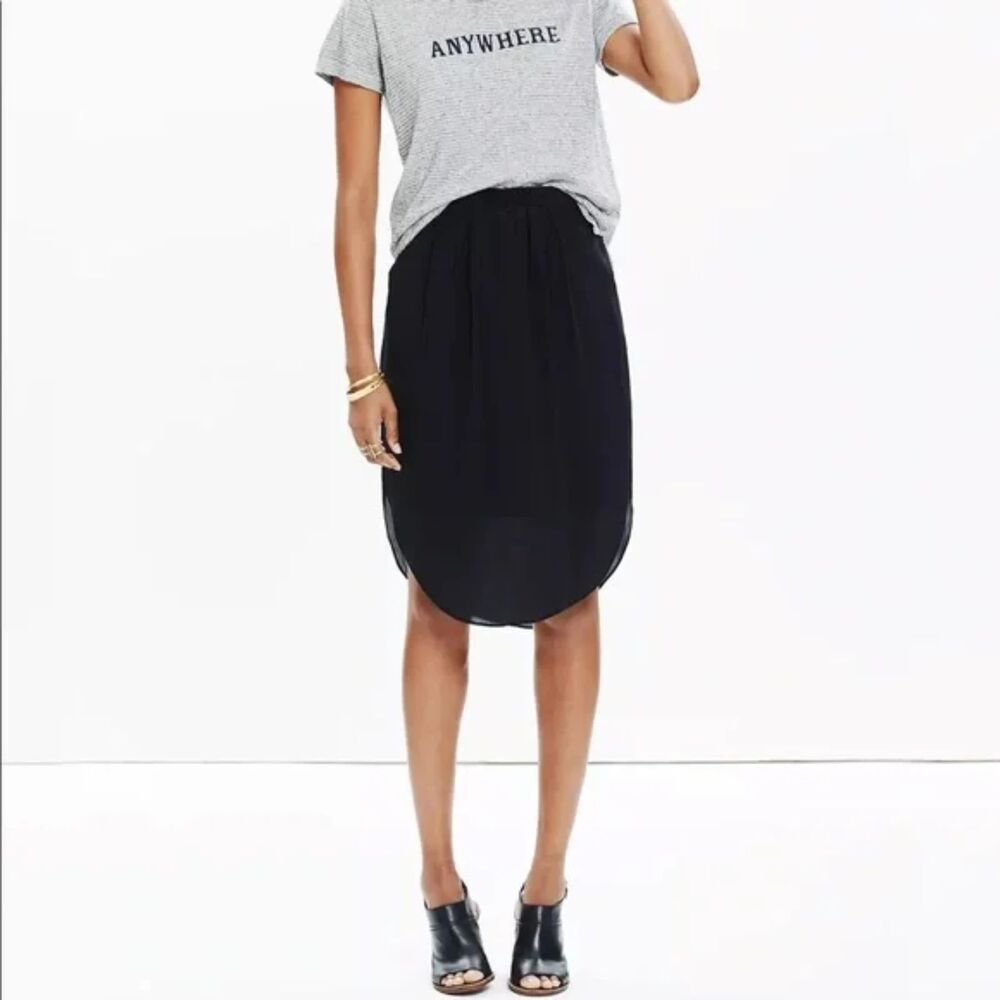 NWT Madewell Black 100% Silk Island Midi Skirt - Size XS